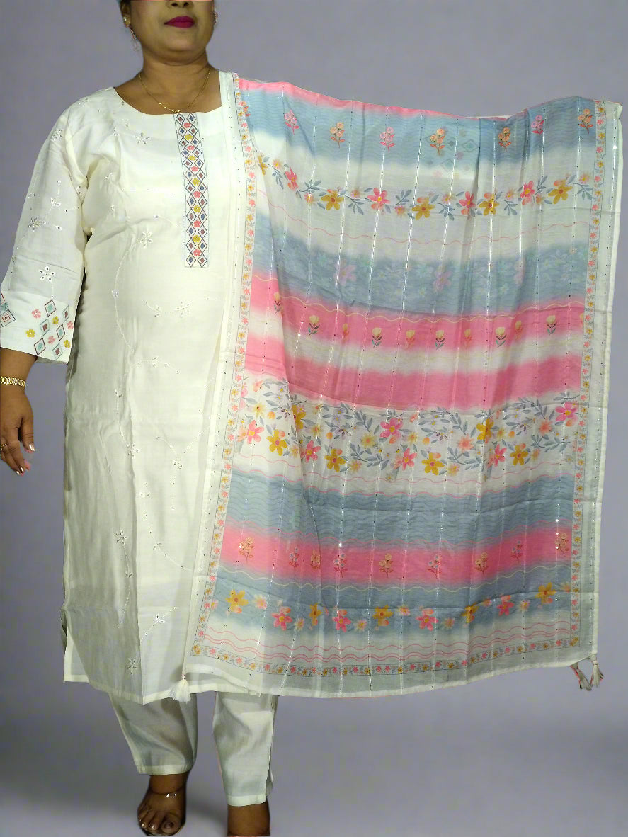 Ruhani Three Piece Straight Cut Kurti Set