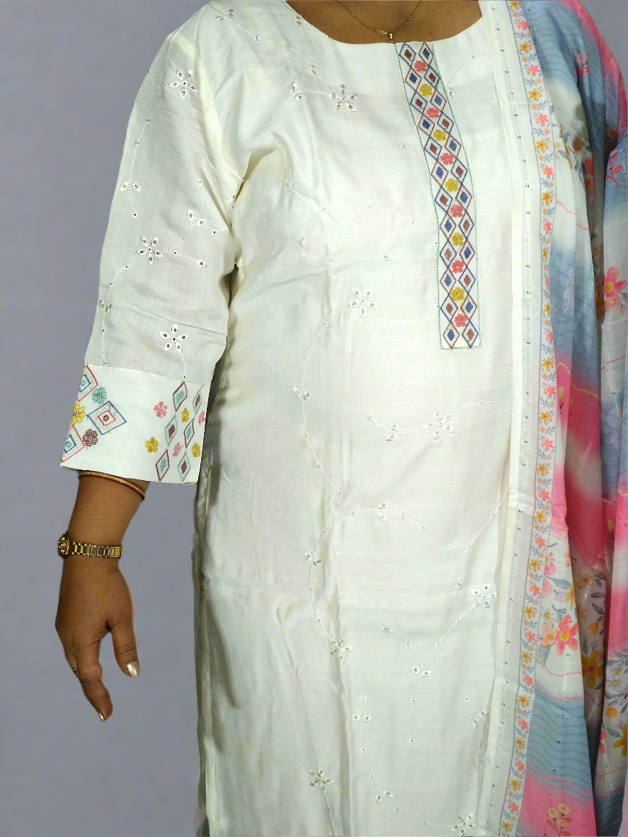 Ruhani Three Piece Straight Cut Kurti Set