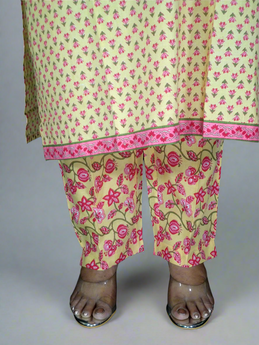 Godhuma Three Piece Straight Cut Kurti Set