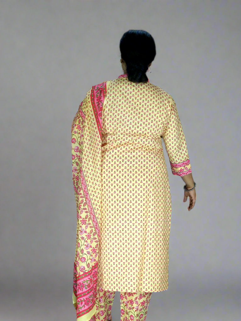Godhuma Three Piece Straight Cut Kurti Set