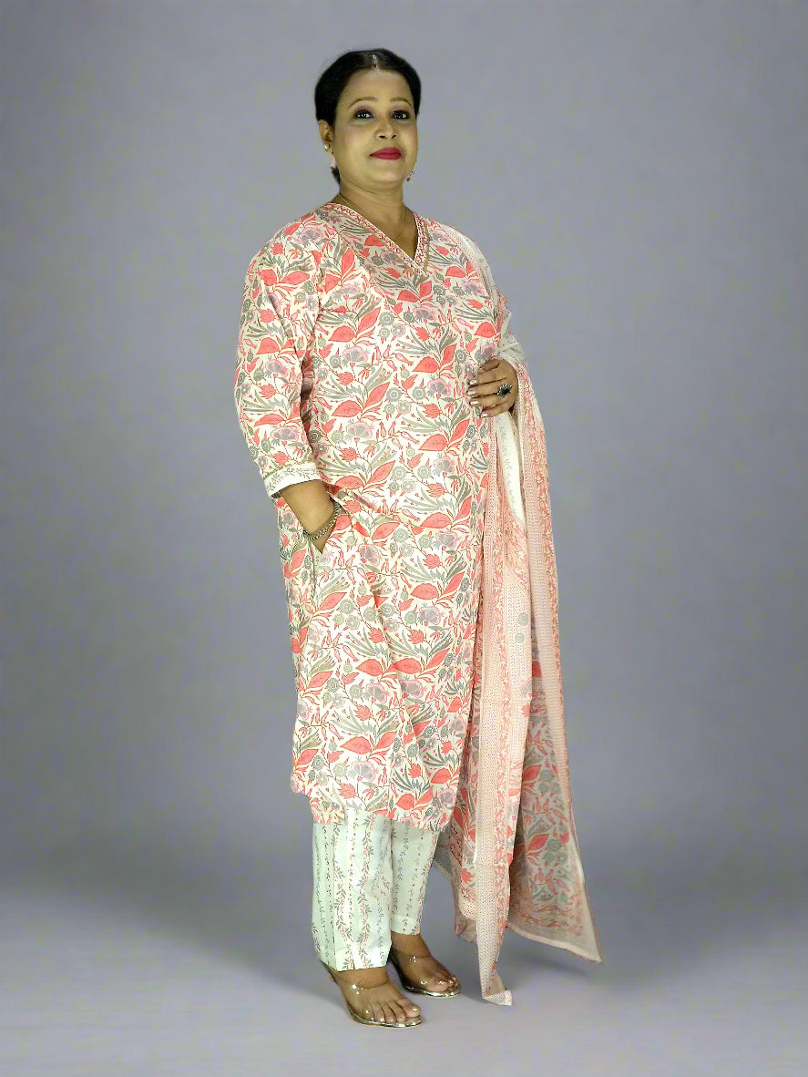 Shar Three Piece Straight Cut Kurti Set