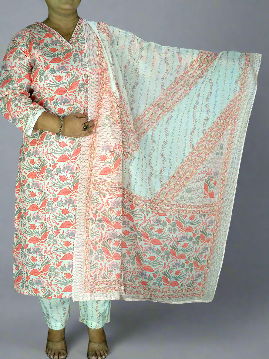 Shar Three Piece Straight Cut Kurti Set