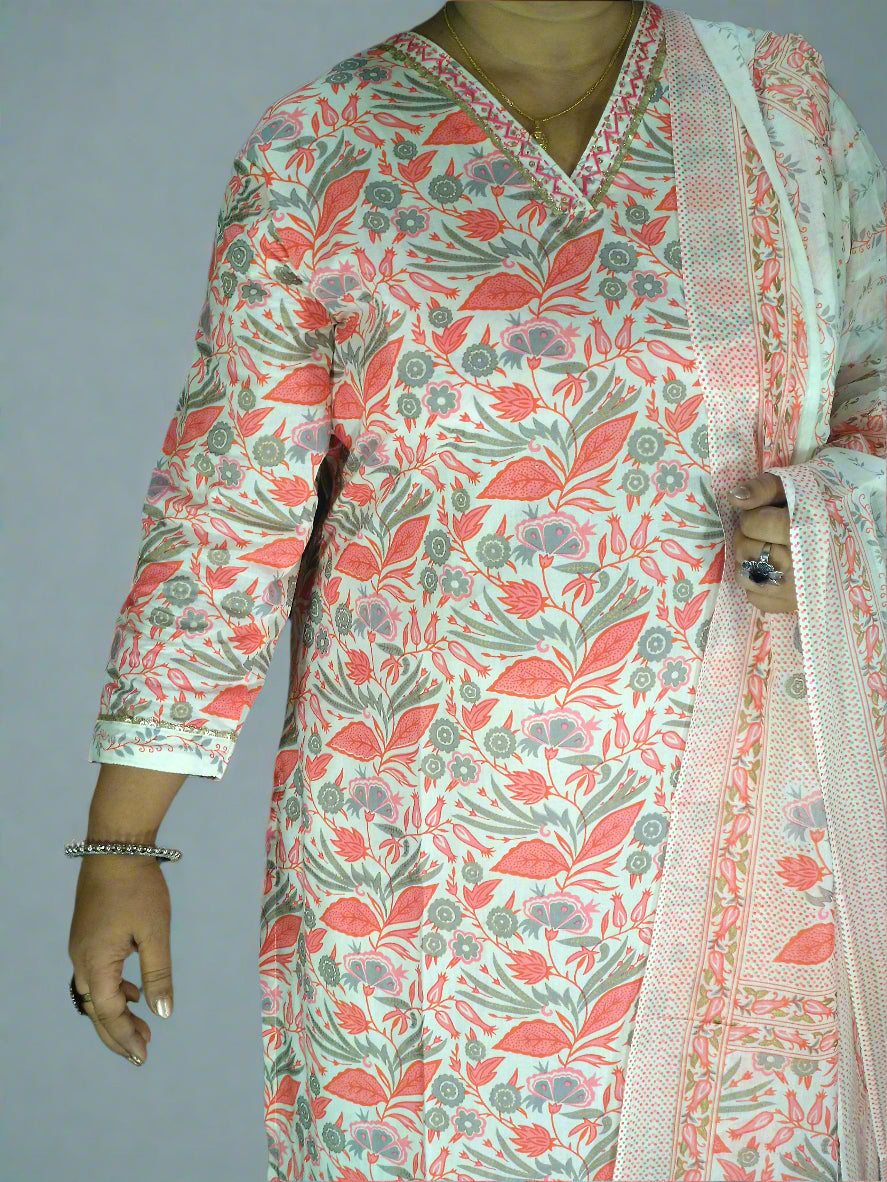 Shar Three Piece Straight Cut Kurti Set