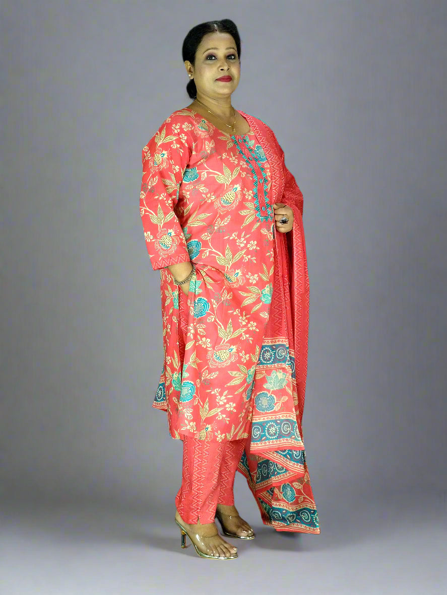 Saanvi Three Piece Straight Cut Kurti Set
