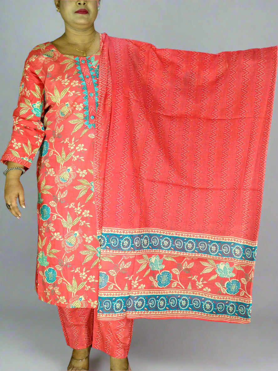 Saanvi Three Piece Straight Cut Kurti Set