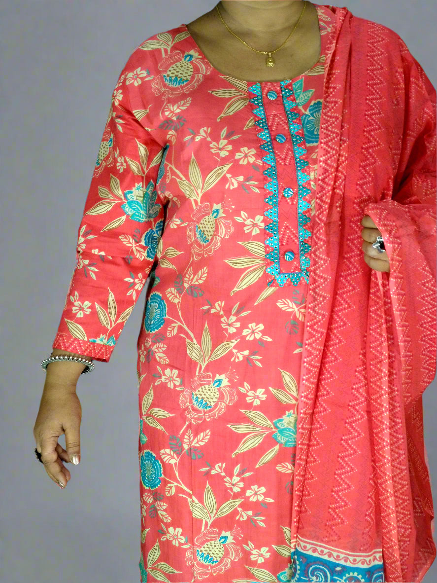 Saanvi Three Piece Straight Cut Kurti Set