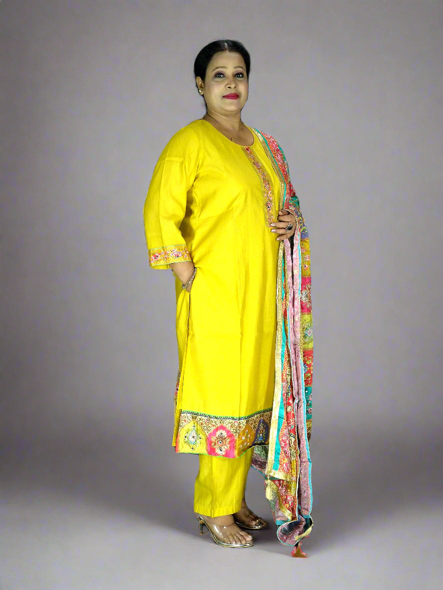 Taraana Three Piece Straight Cut Kurti Set