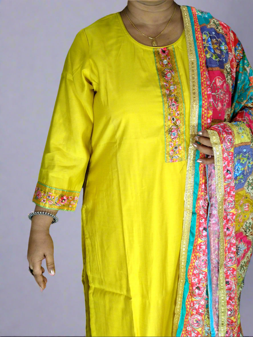 Taraana Three Piece Straight Cut Kurti Set