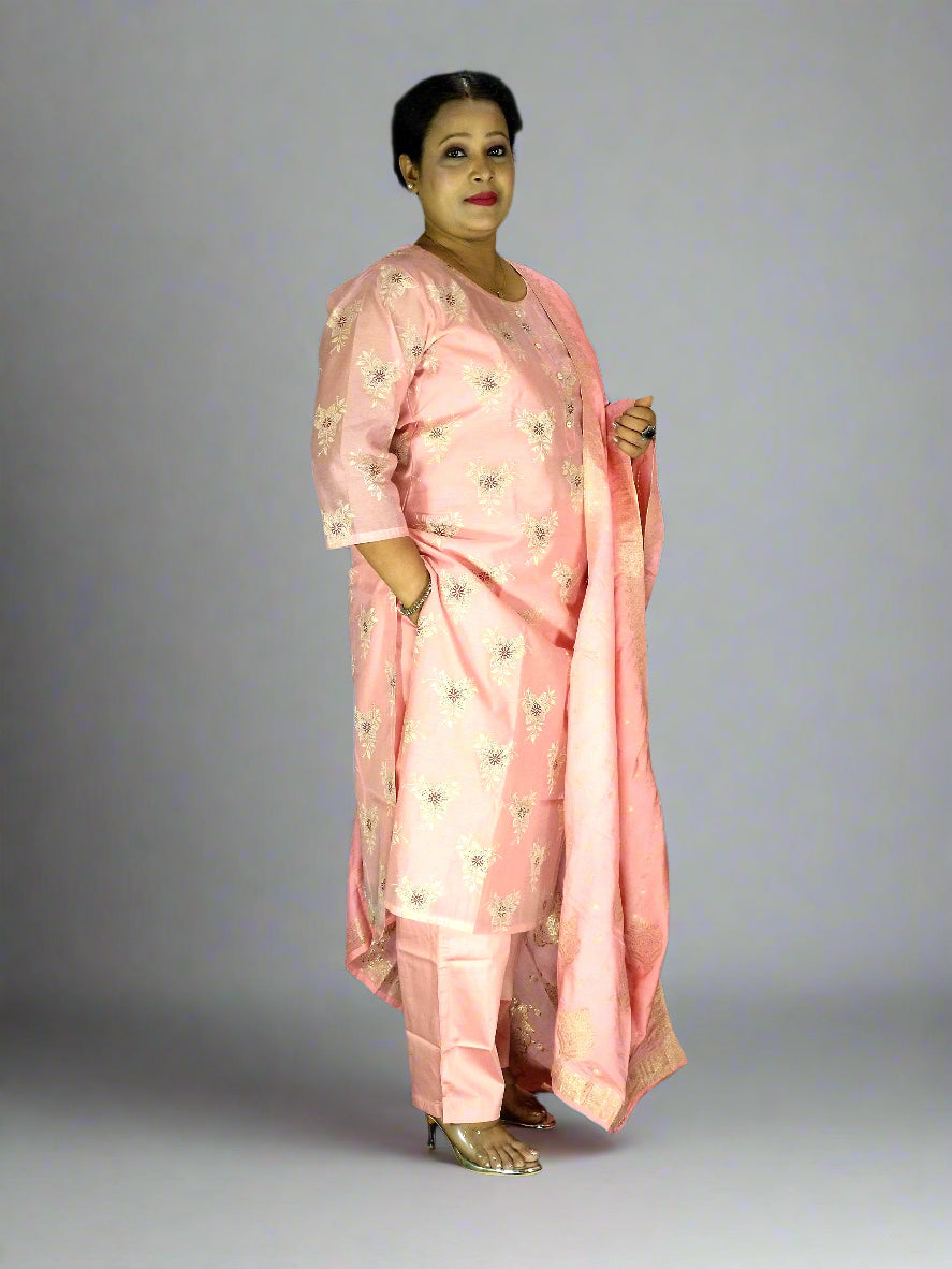 Saanvi Three Piece Straight Cut Kurti Set