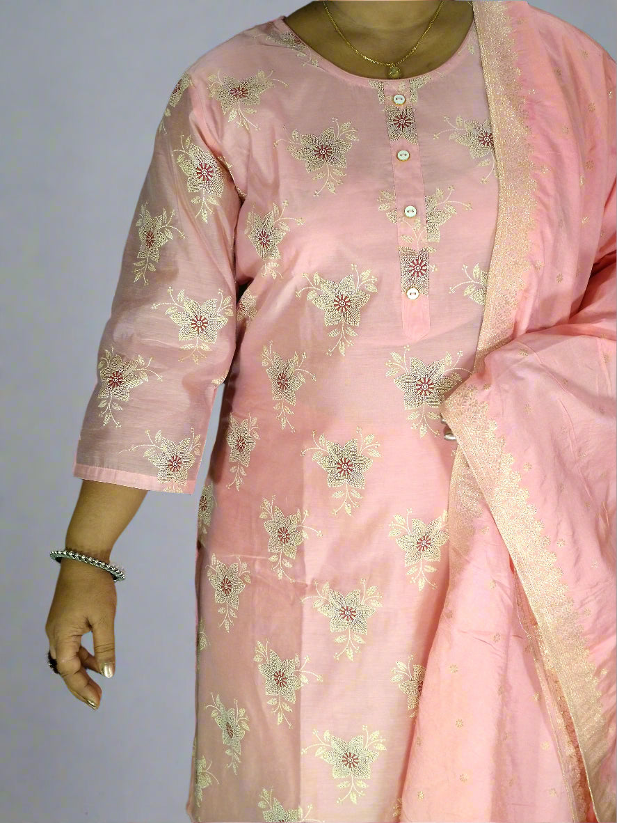 Saanvi Three Piece Straight Cut Kurti Set