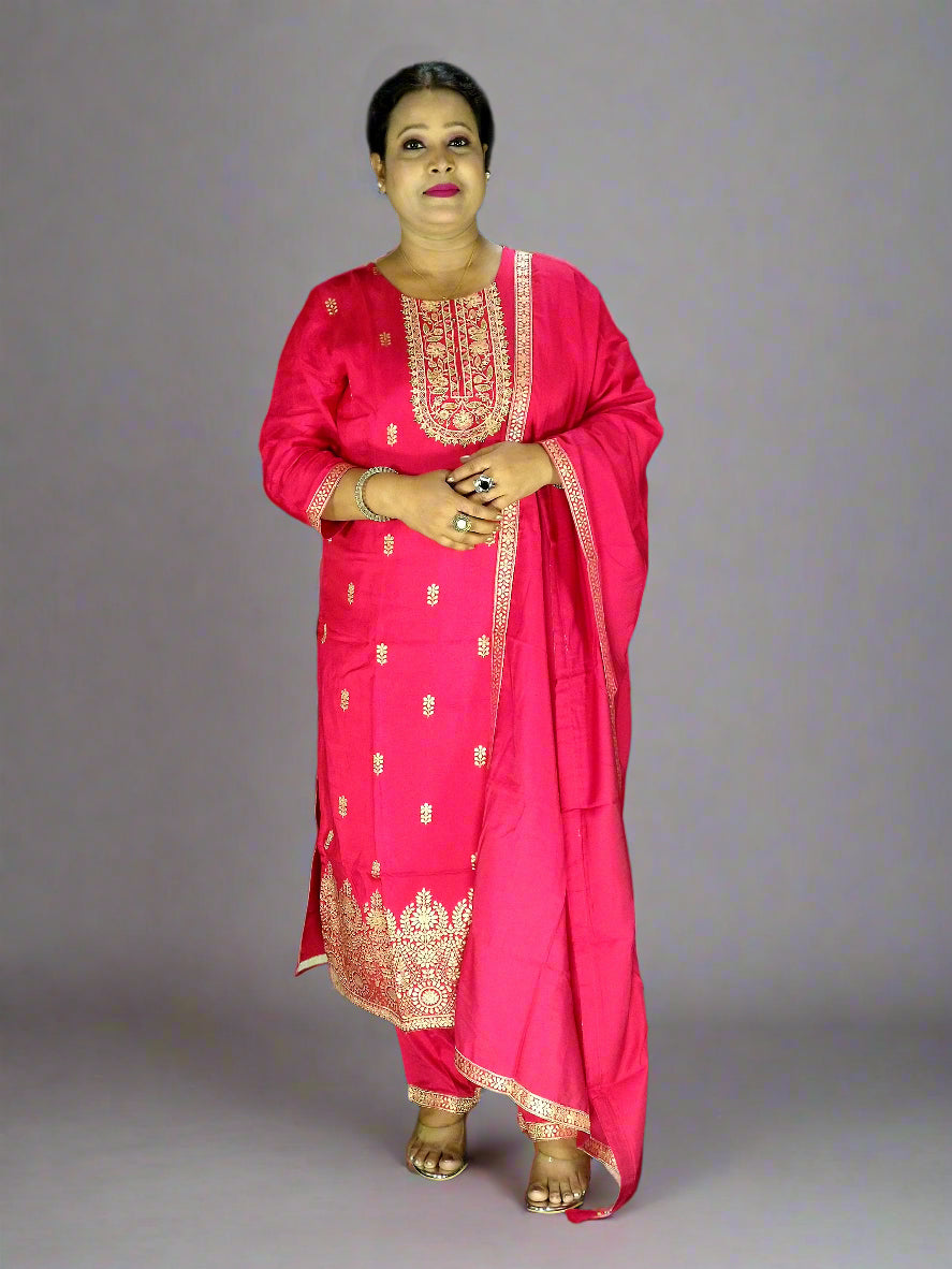 Saanvi Three Piece Straight Cut Kurti Set