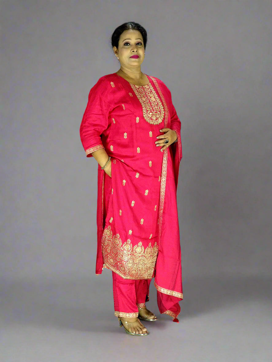 Saanvi Three Piece Straight Cut Kurti Set