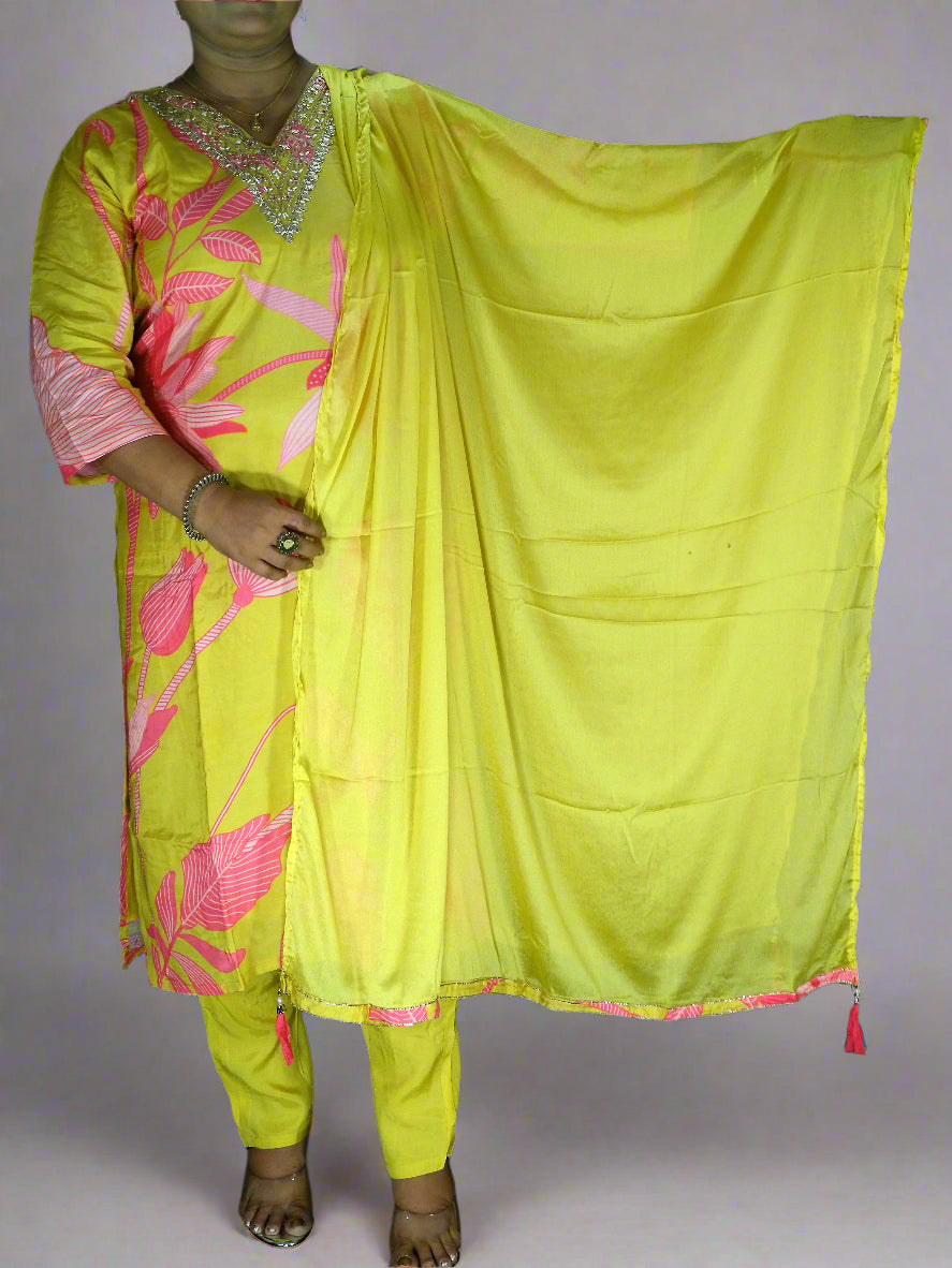 Taraana Three Piece Straight Cut Kurti Set
