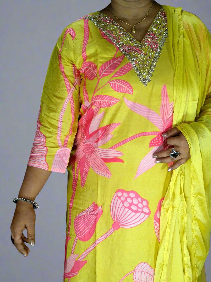 Taraana Three Piece Straight Cut Kurti Set