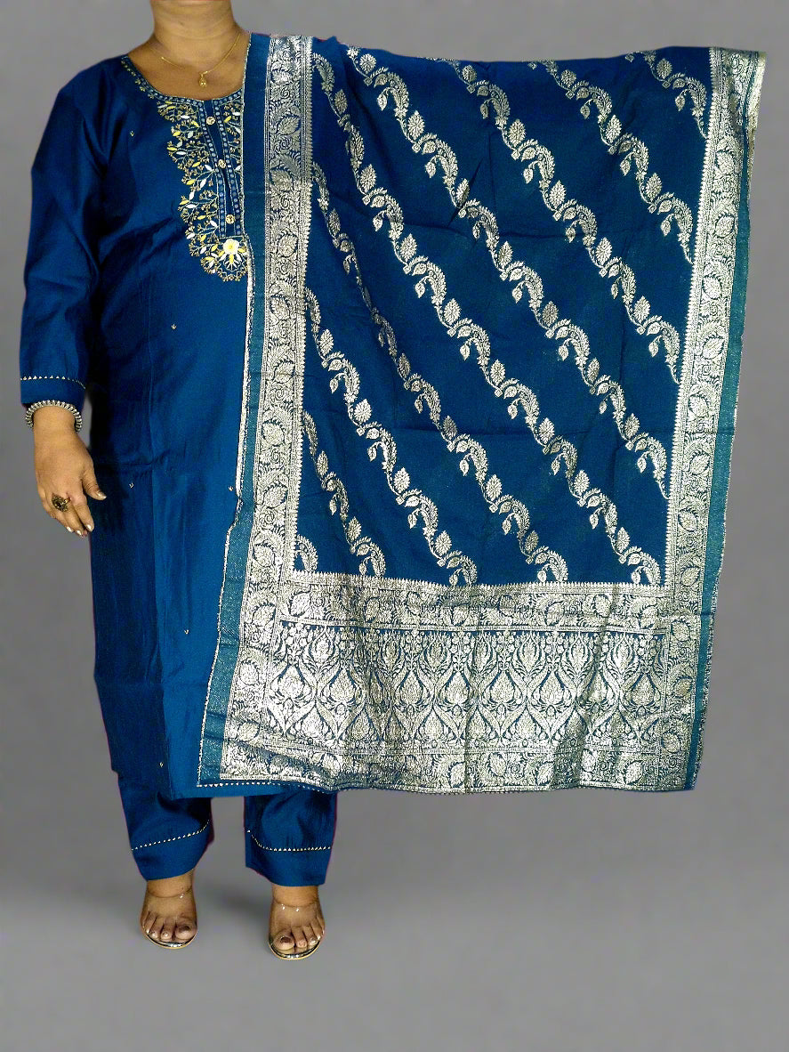 Neelam Three Piece Straight Cut Kurti Set