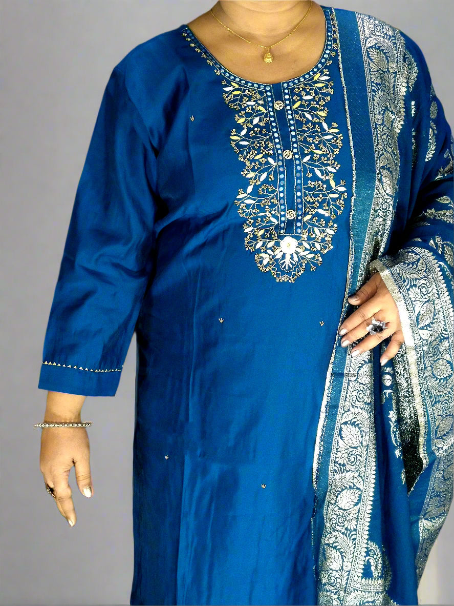 Neelam Three Piece Straight Cut Kurti Set