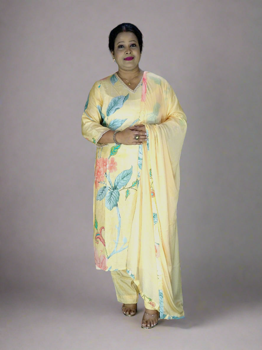 Shar Three Piece Straight Cut Kurti Set