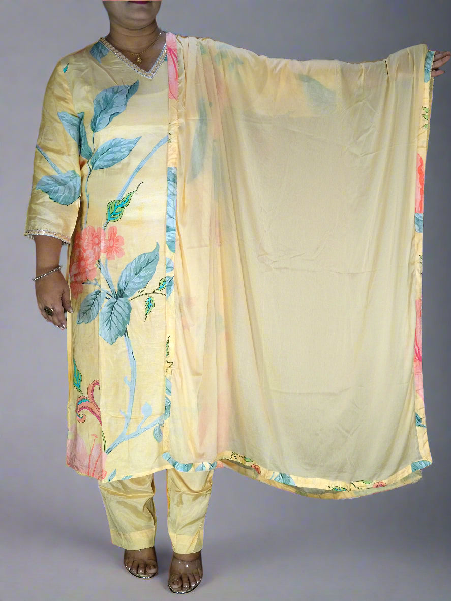 Shar Three Piece Straight Cut Kurti Set