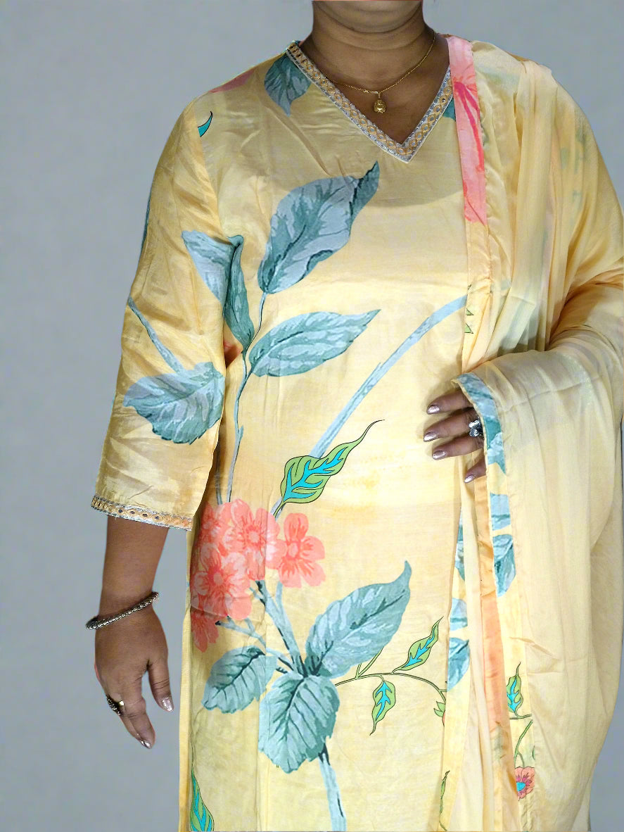 Shar Three Piece Straight Cut Kurti Set