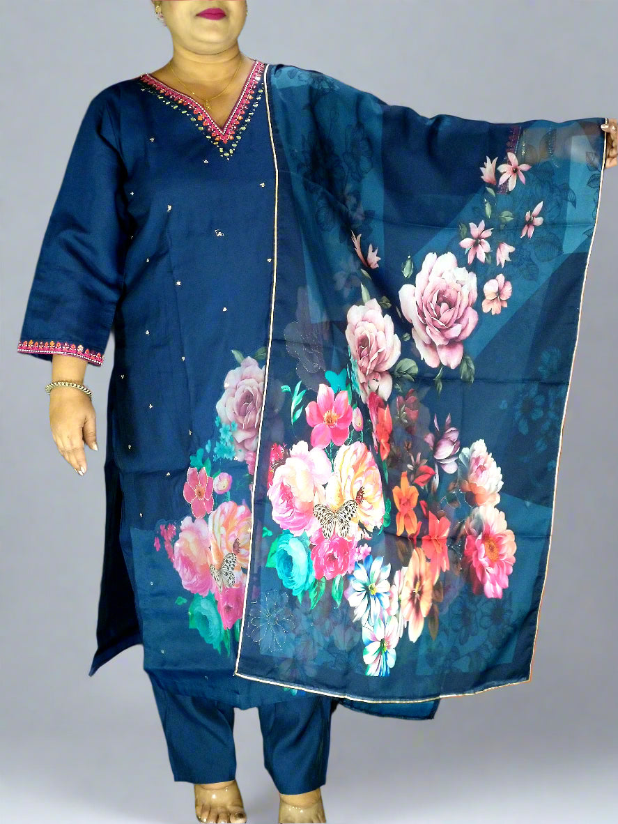 Neelam Three Piece Straight Cut Kurti Set