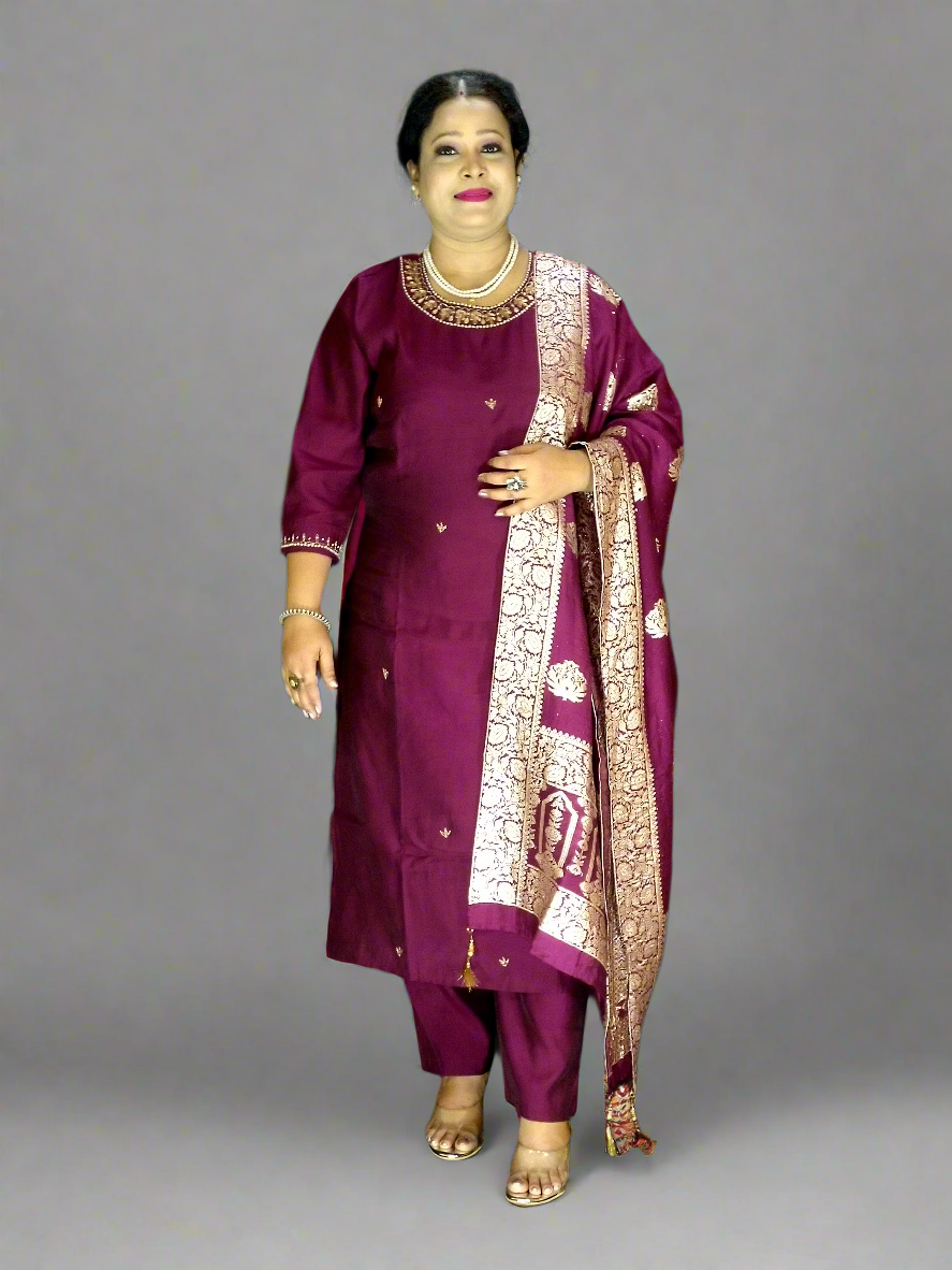 Esha Three Piece Straight Cut Kurti Set