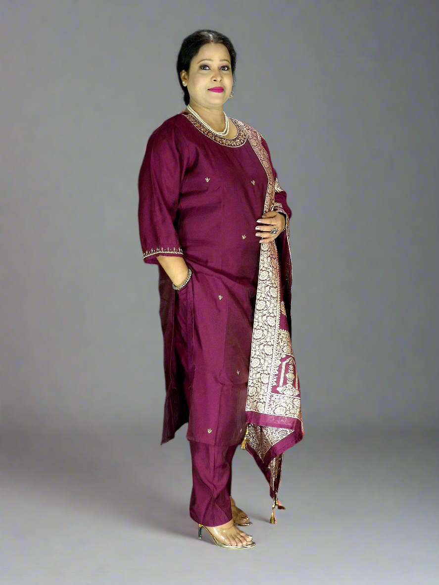 Esha Three Piece Straight Cut Kurti Set