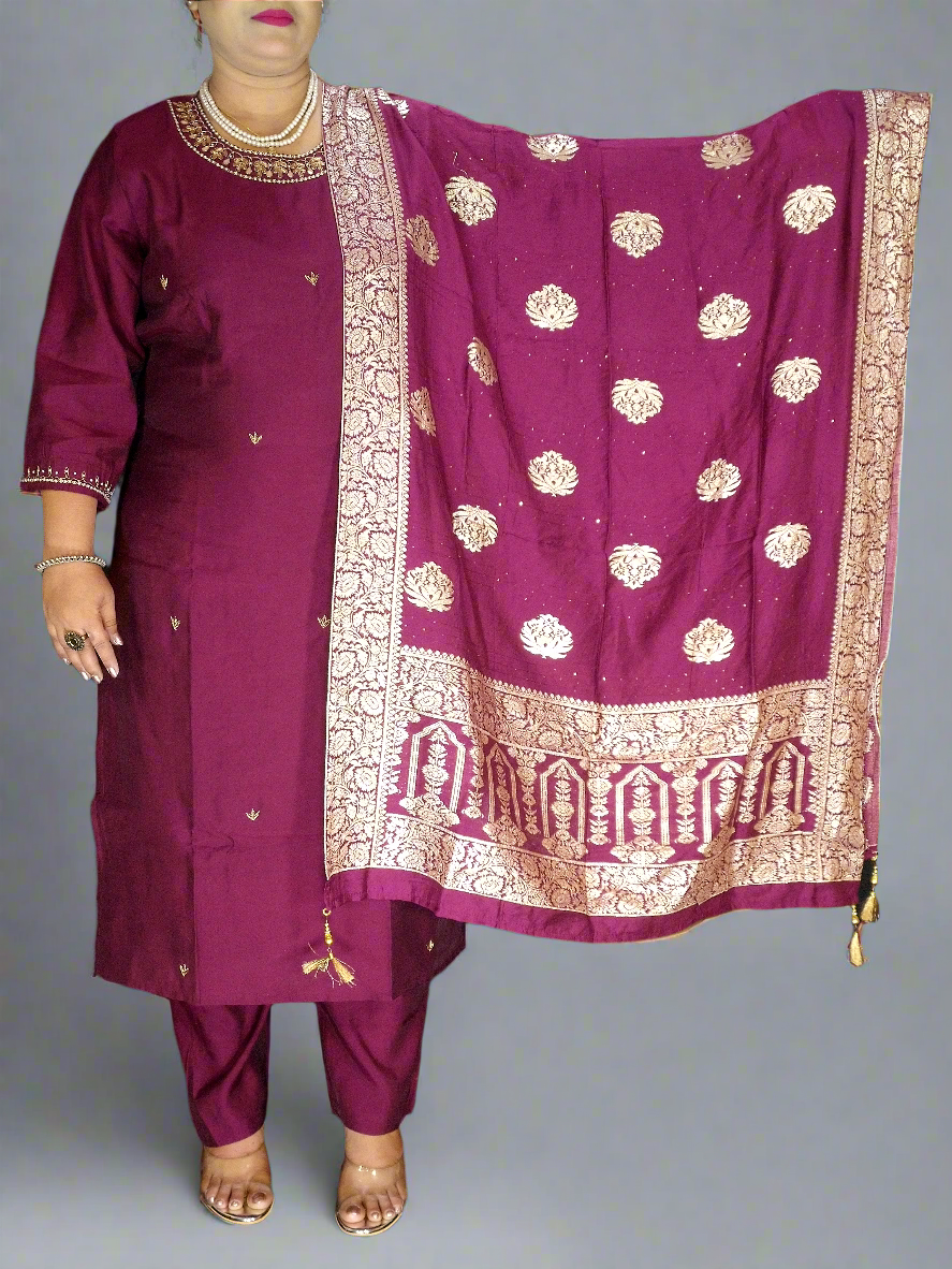 Esha Three Piece Straight Cut Kurti Set
