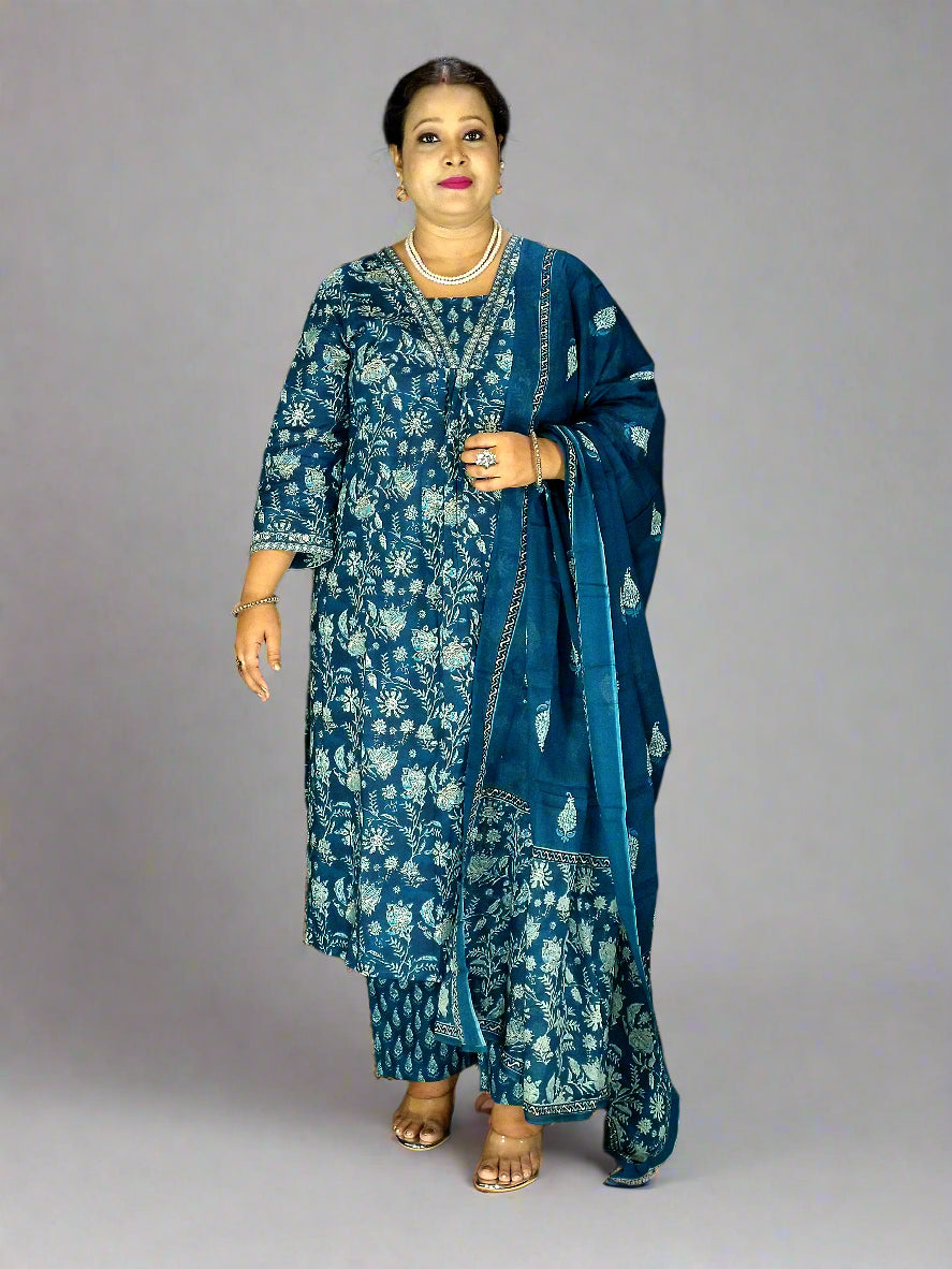 Neelam Three Piece Straight Cut Kurti Set