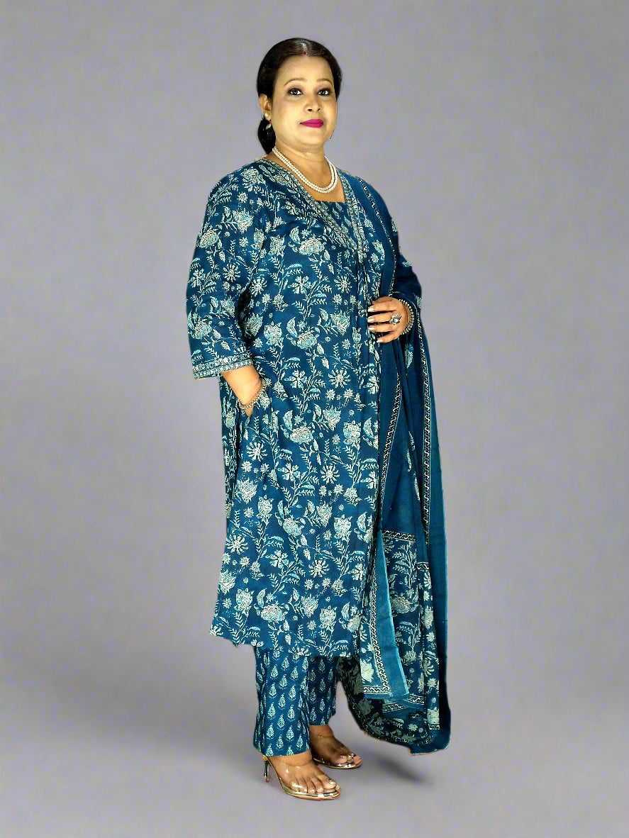 Neelam Three Piece Straight Cut Kurti Set