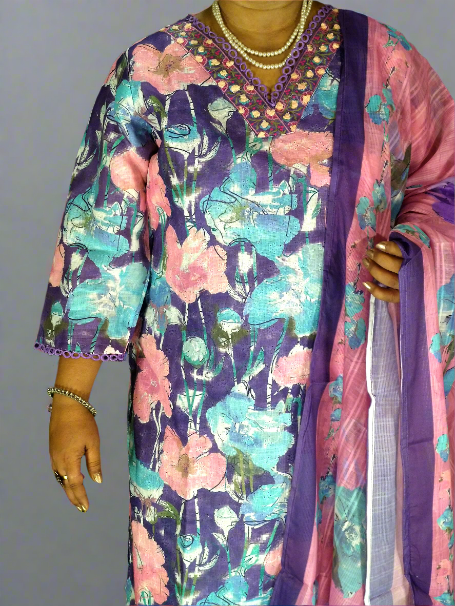 Esha Three Piece Straight Cut Kurti Set