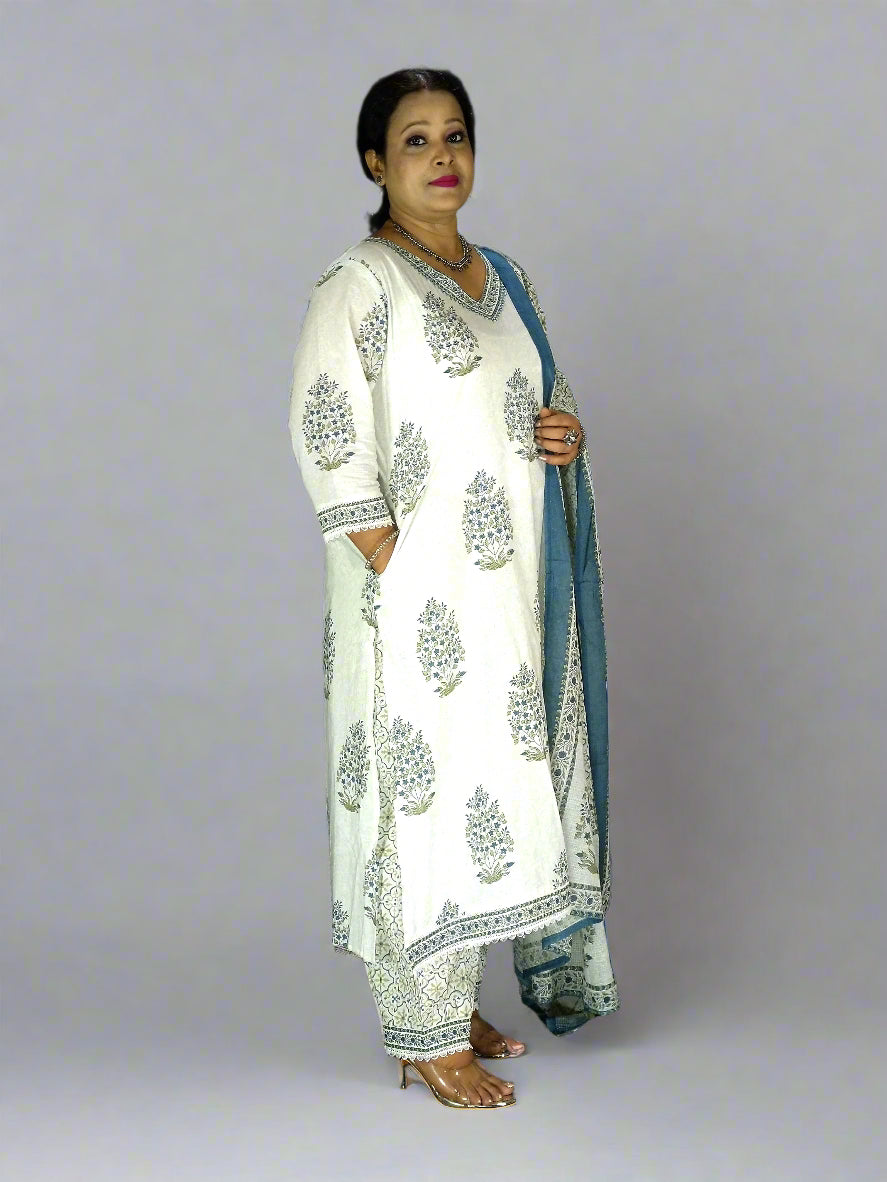Ruhani Three Piece Straight Cut Kurti Set