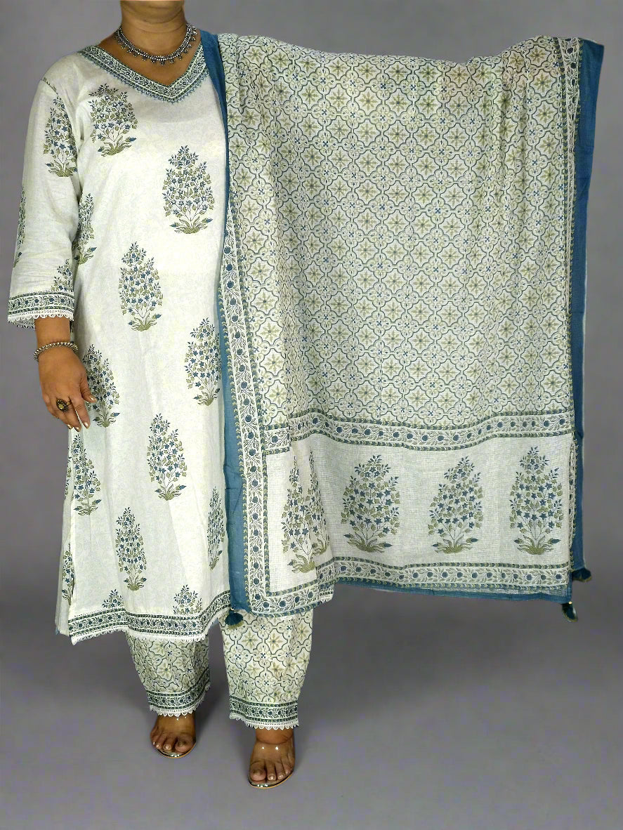 Ruhani Three Piece Straight Cut Kurti Set