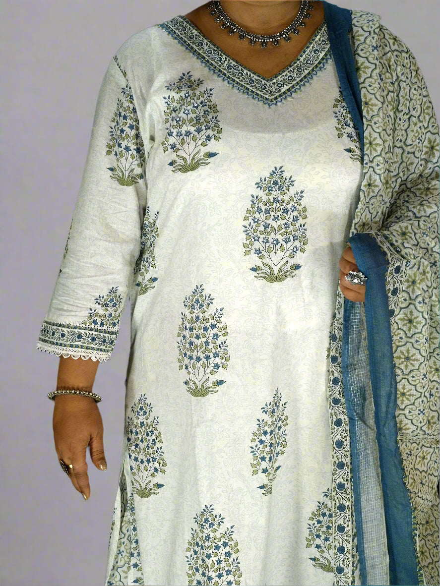 Ruhani Three Piece Straight Cut Kurti Set