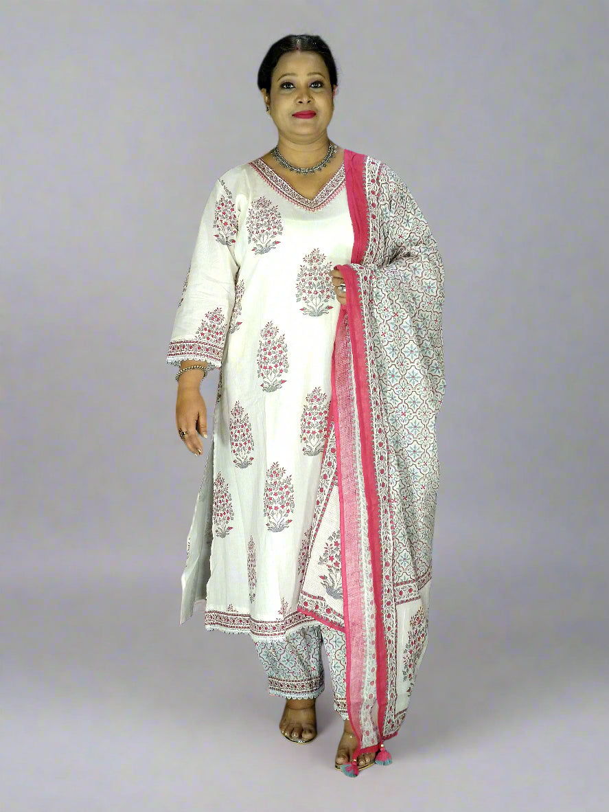 Ruhani Three Piece Straight Cut Kurti Set