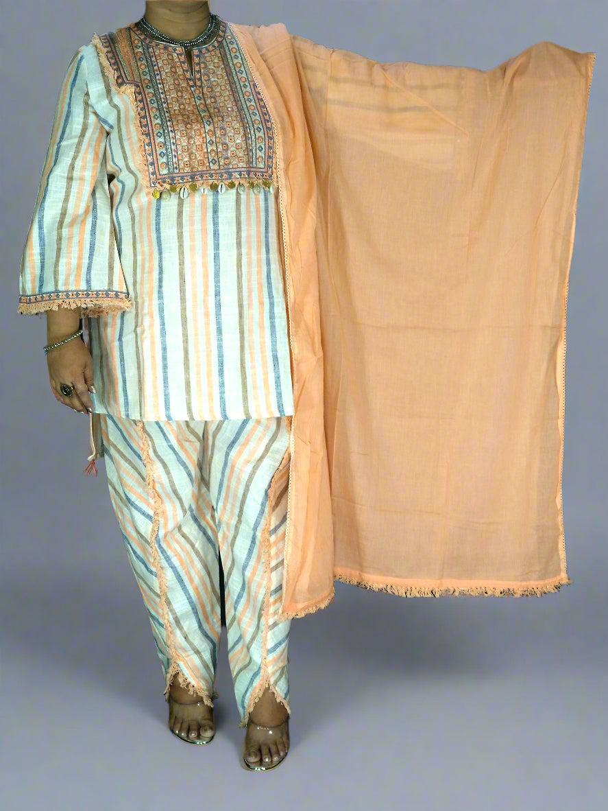 Jhanvi Three Piece Straight Cut Kurti Set