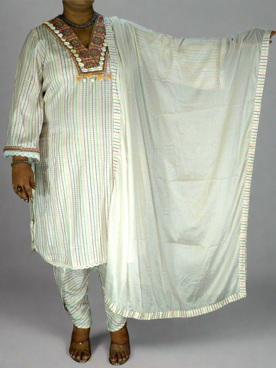 Ruhani Three Piece Straight Cut Kurti Set