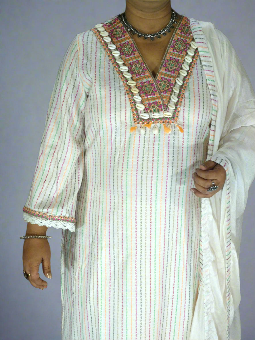Ruhani Three Piece Straight Cut Kurti Set