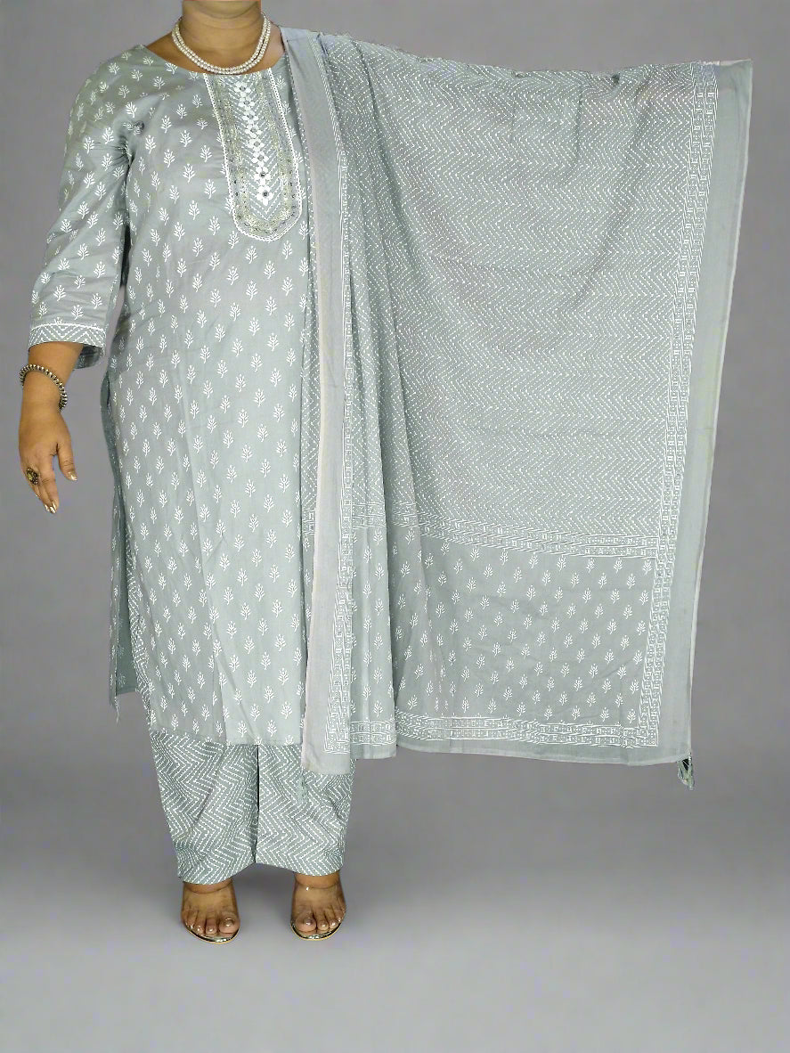 Meher Three Piece Straight Cut Kurti Set