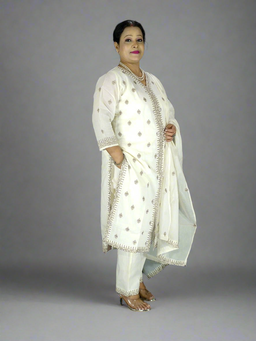 Ruhani Three Piece Straight Cut Kurti Set
