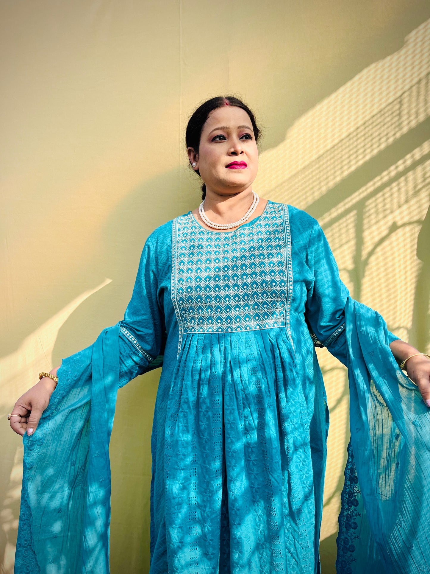 Prisha Three Piece Naira Cut Kurti Set