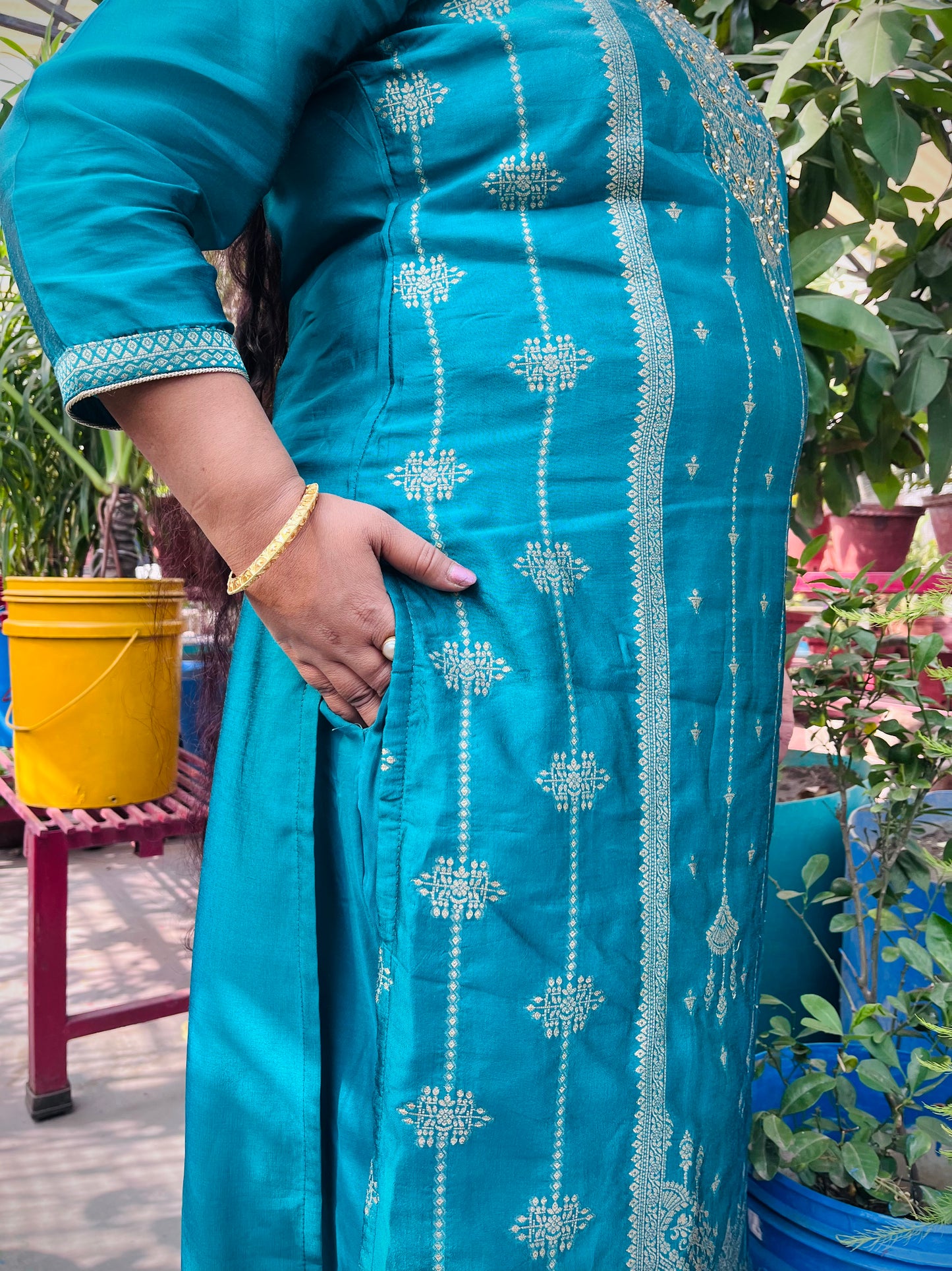 Vyoma Three Piece Straight Cut Kurti Set