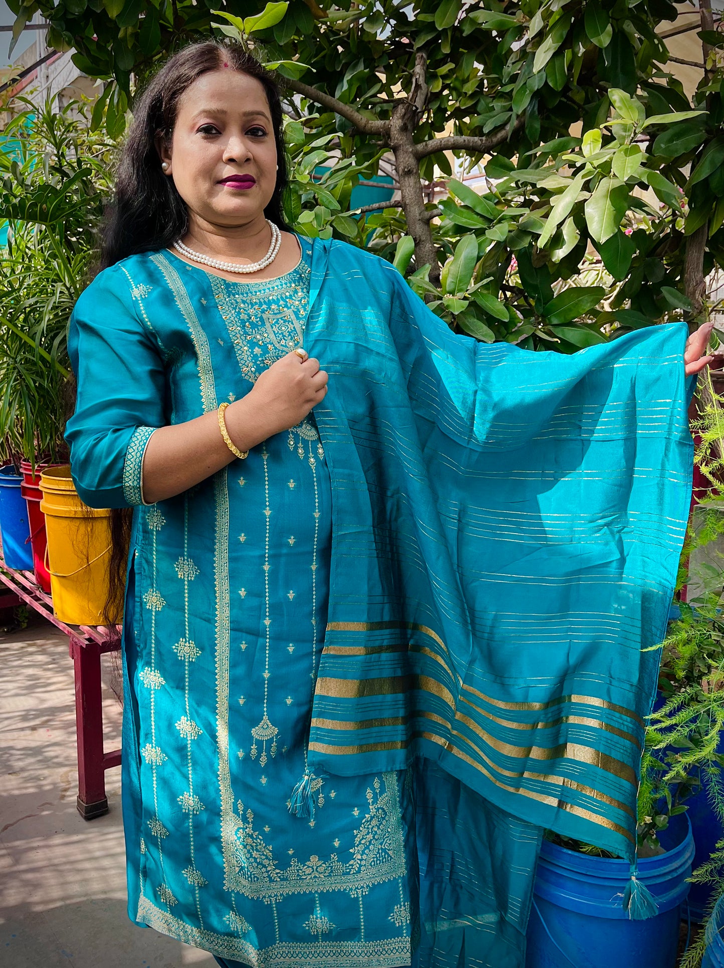 Vyoma Three Piece Straight Cut Kurti Set