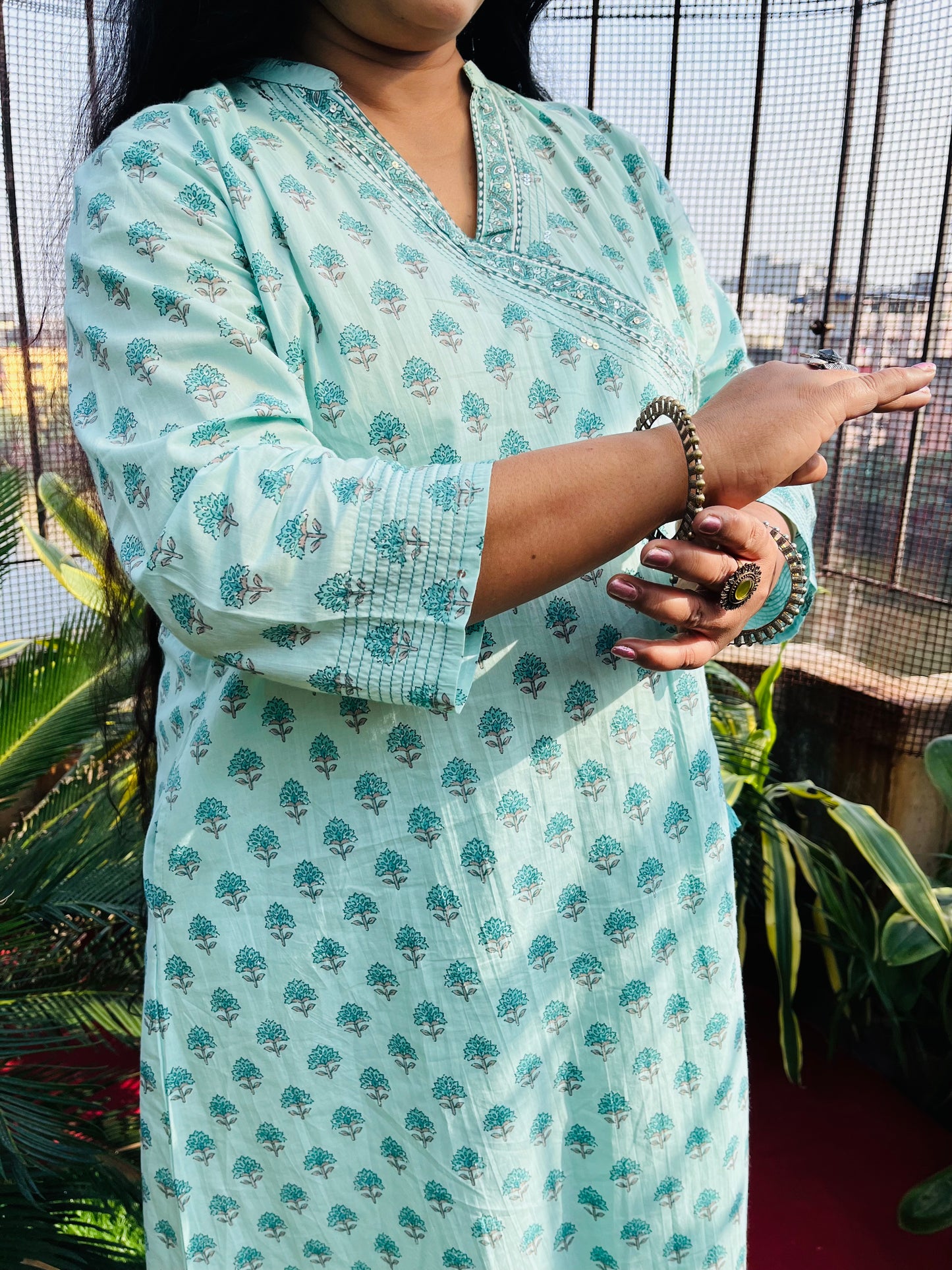 Vyoma Three Piece Anghrakha Cut Kurti Set