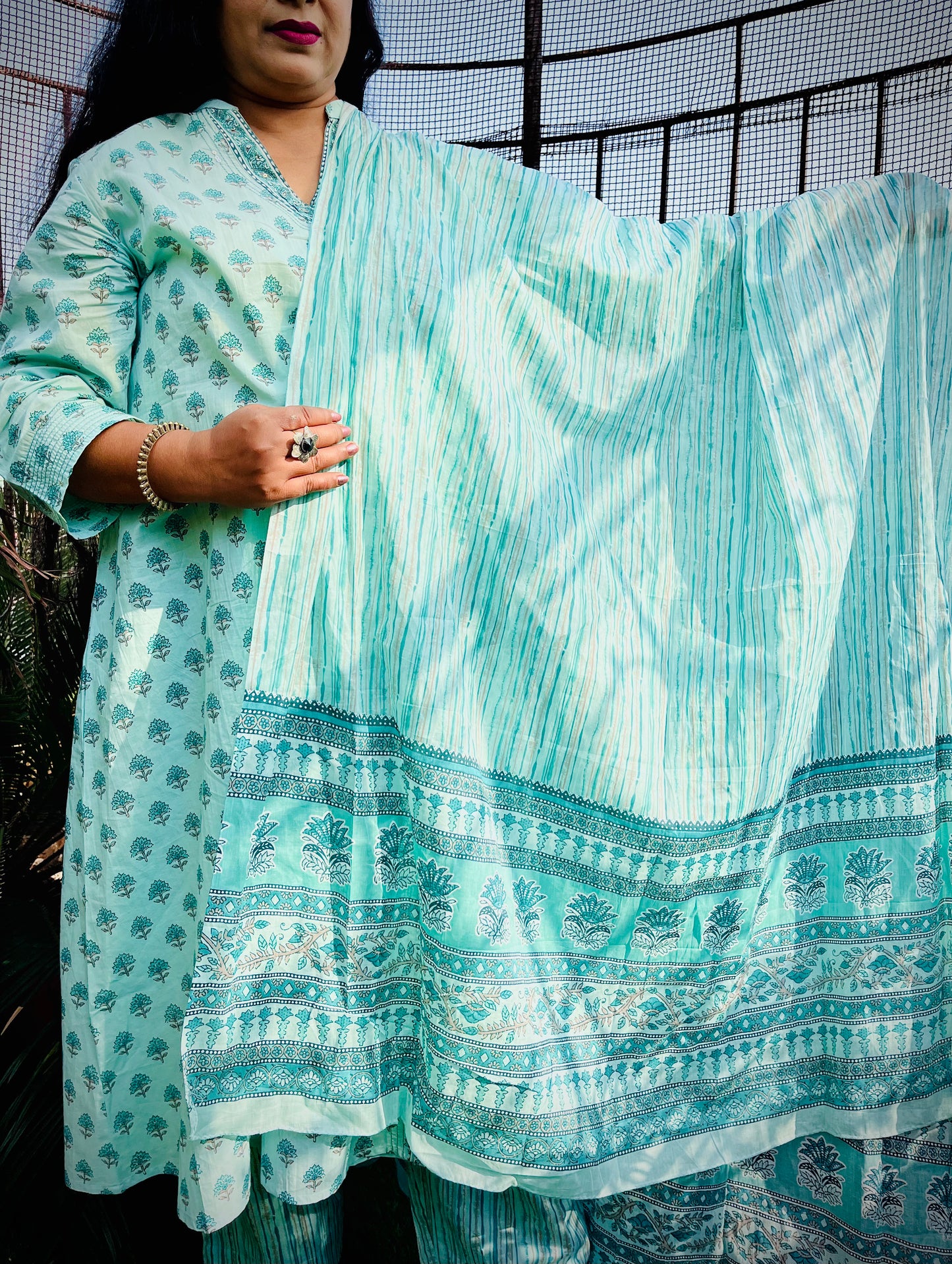 Vyoma Three Piece Anghrakha Cut Kurti Set