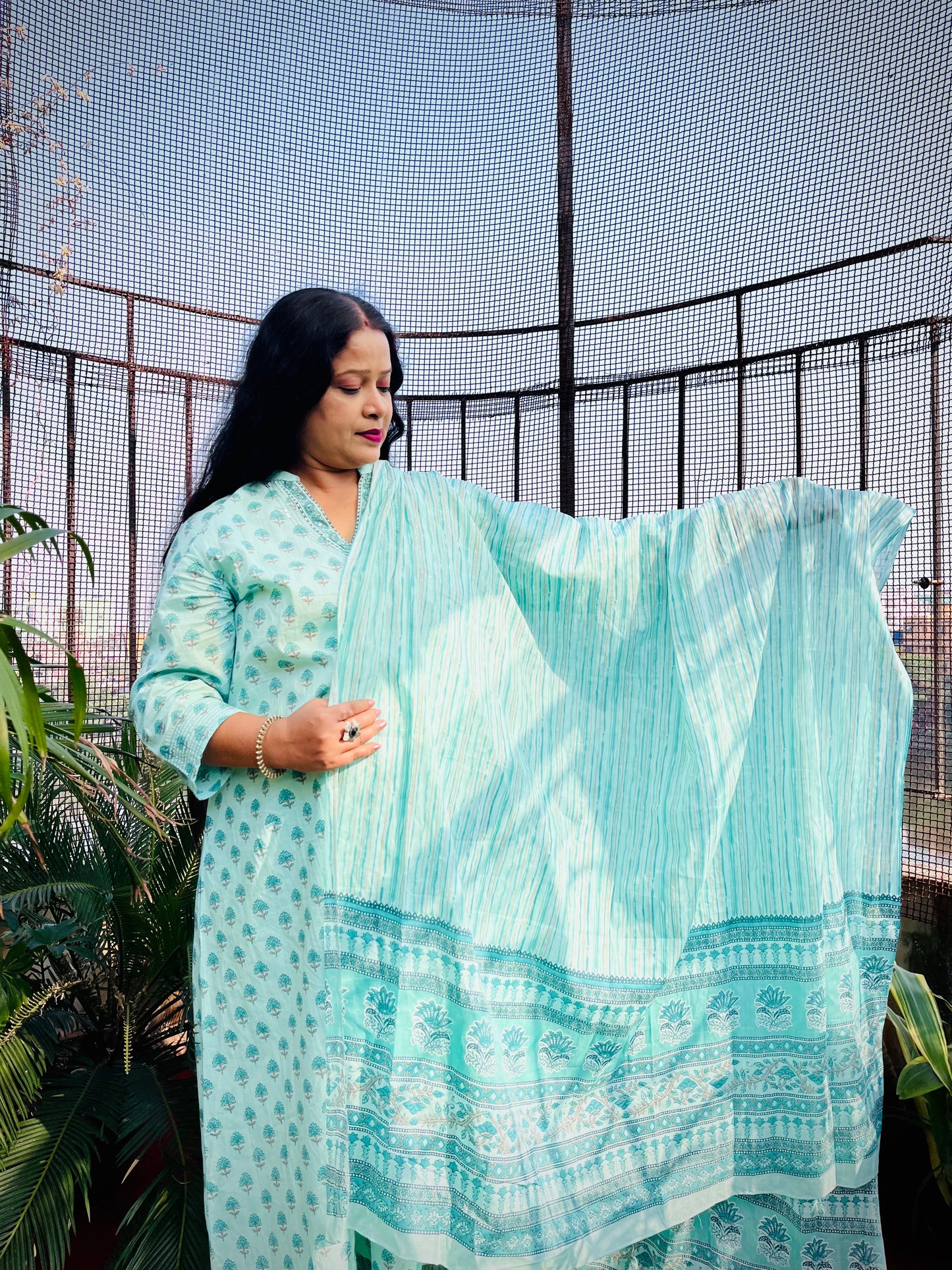 Vyoma Three Piece Anghrakha Cut Kurti Set