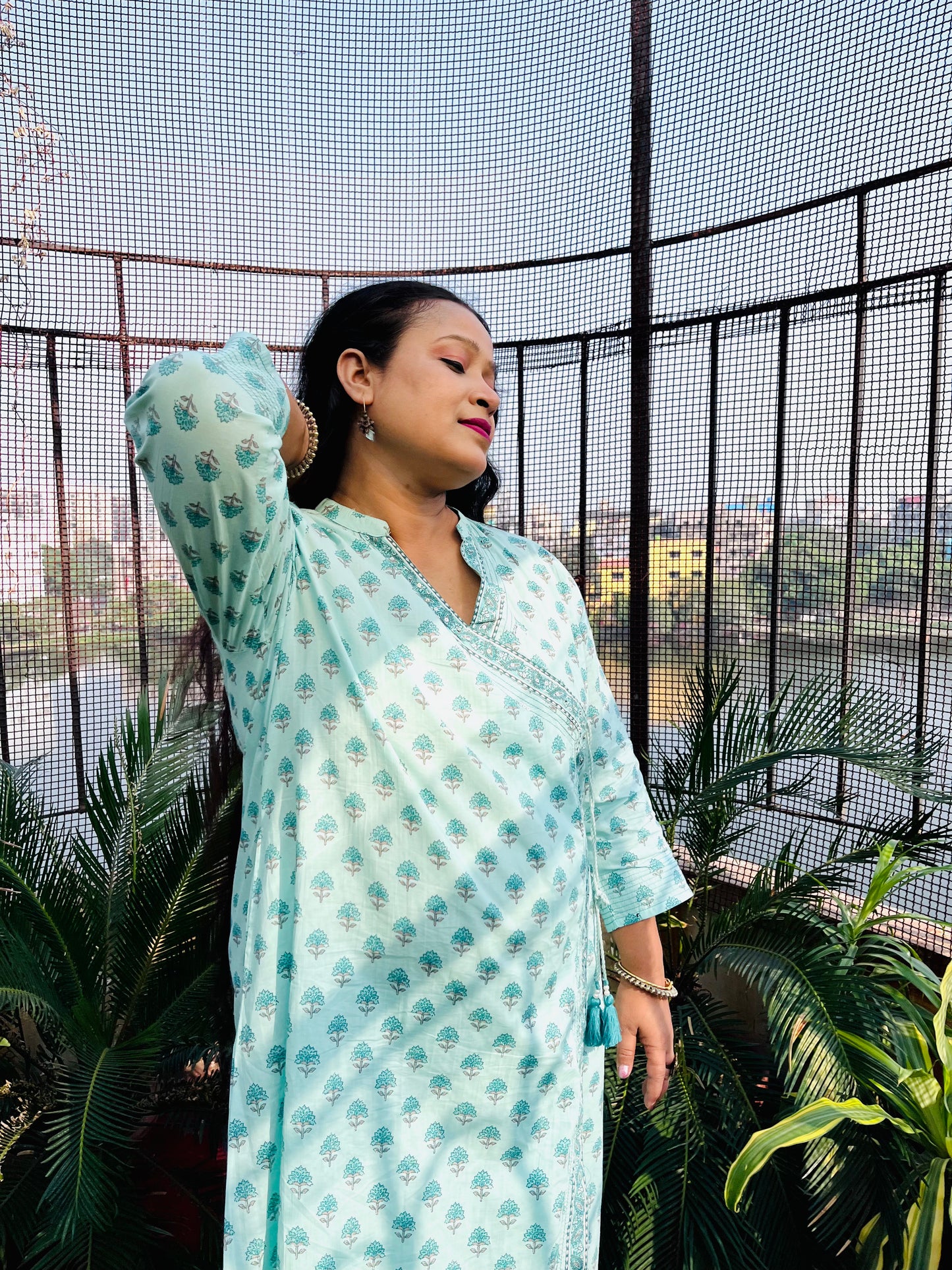 Vyoma Three Piece Anghrakha Cut Kurti Set