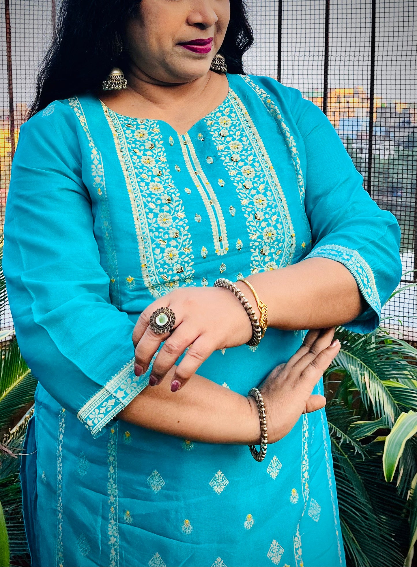 Vyoma Three Piece Straight Cut Kurti Set