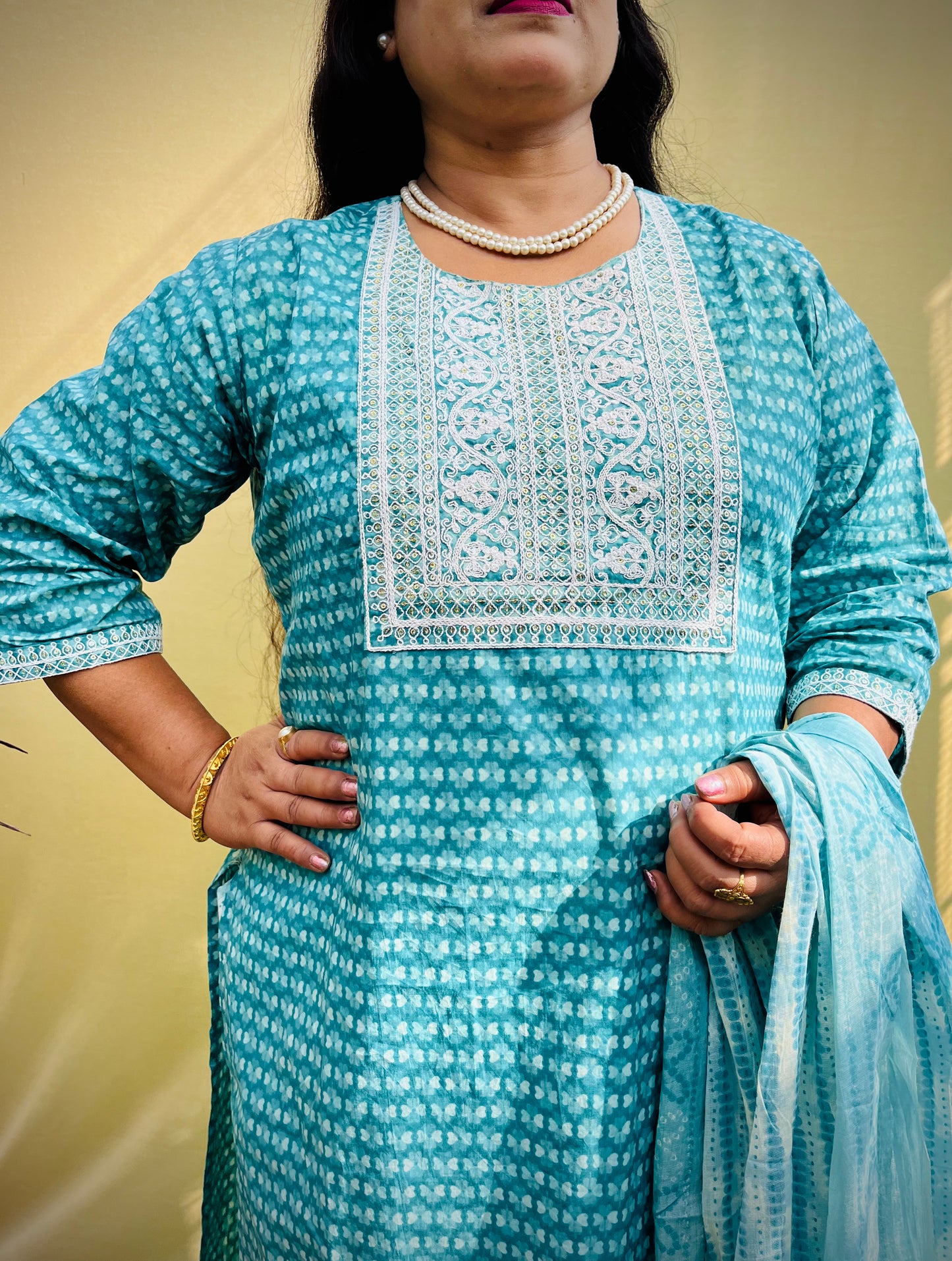 Ira Three Piece Straight Cut Kurti Set