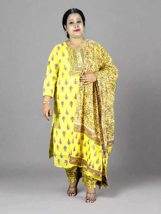 Ekta Three Piece Straight Cut Kurti Set