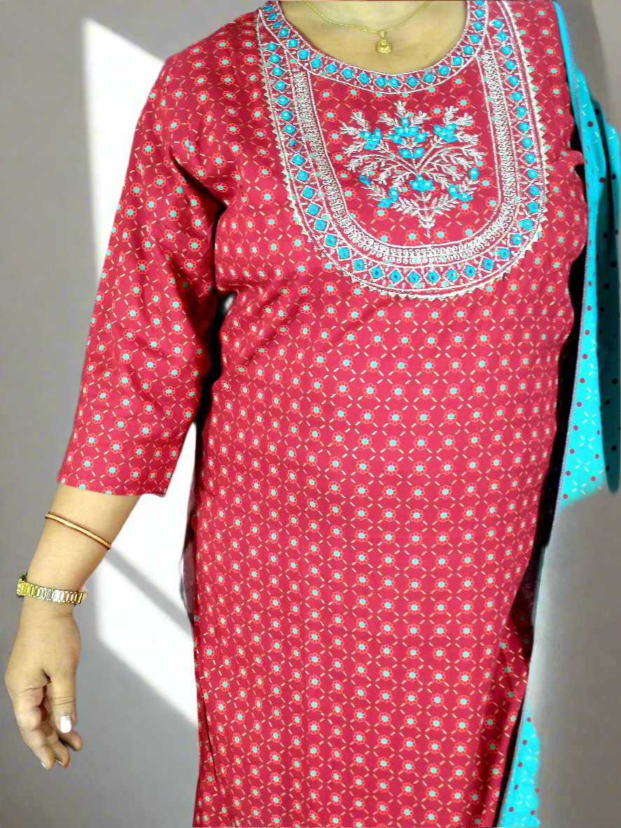 Devina Three Piece Straight Cut Kurti Set